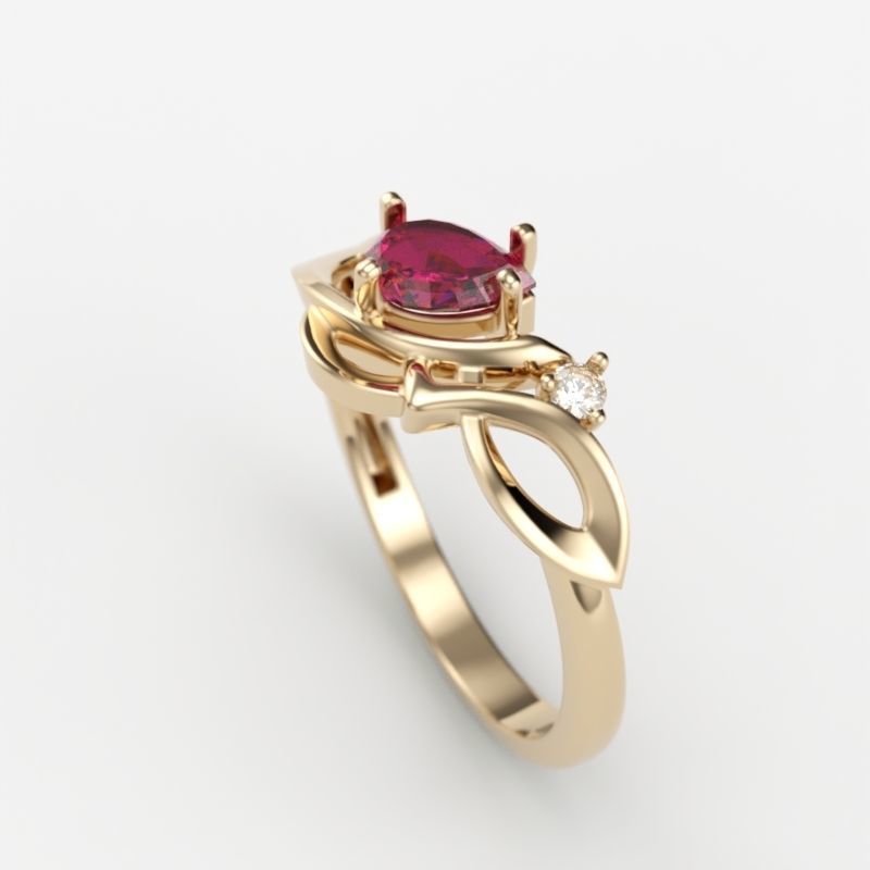 Design Women ring with gems 3dm stl 3D print model 3D print model_8