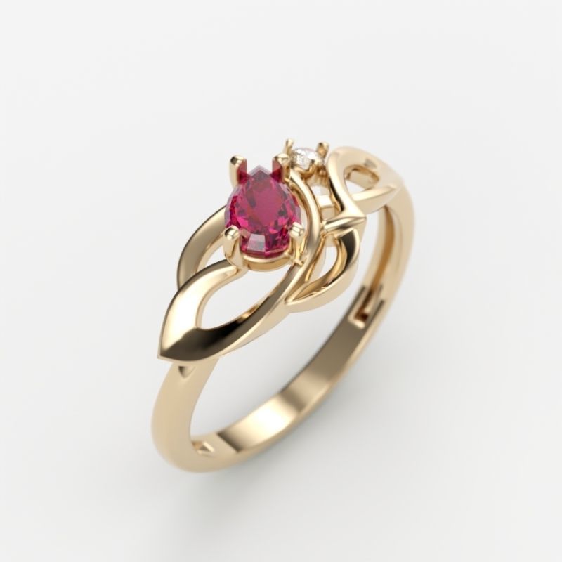 Design Women ring with gems 3dm stl 3D print model 3D print model_6