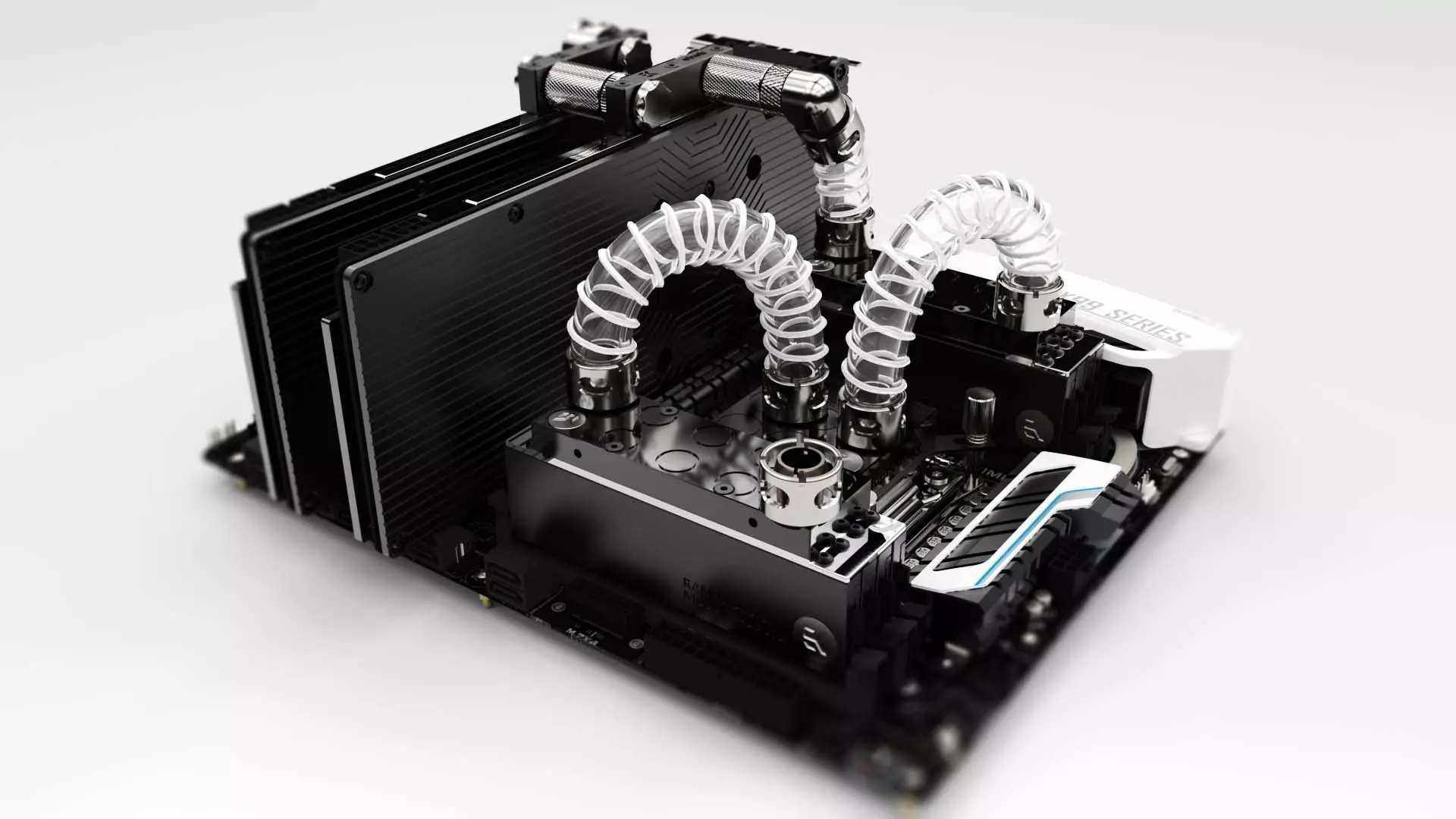 Water Cooled PC Motherboard Assembly 3D model