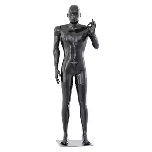 Black glossy mannequin hand gesture 37 3D model