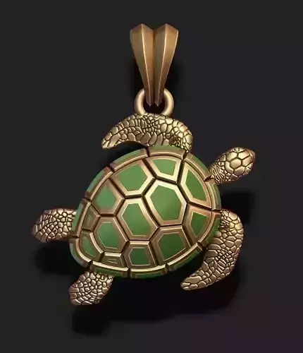 turtle pendant with enamel