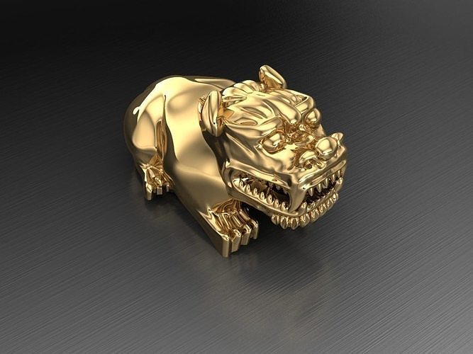 pixiu gold lion figurine 3D print model