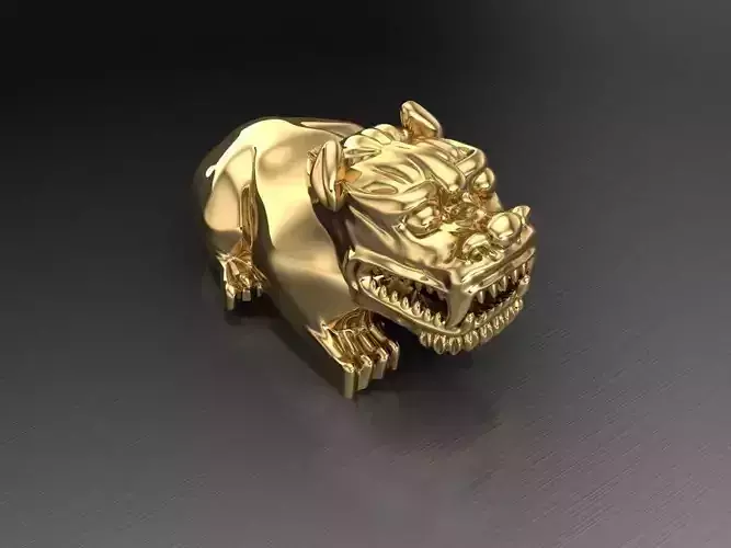 pixiu gold lion figurine