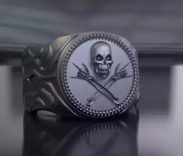 Ring with skull and rock gesture