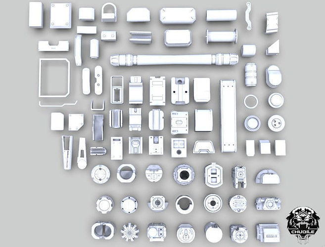 Sci-fi Hard Surface Kitbash 3D model