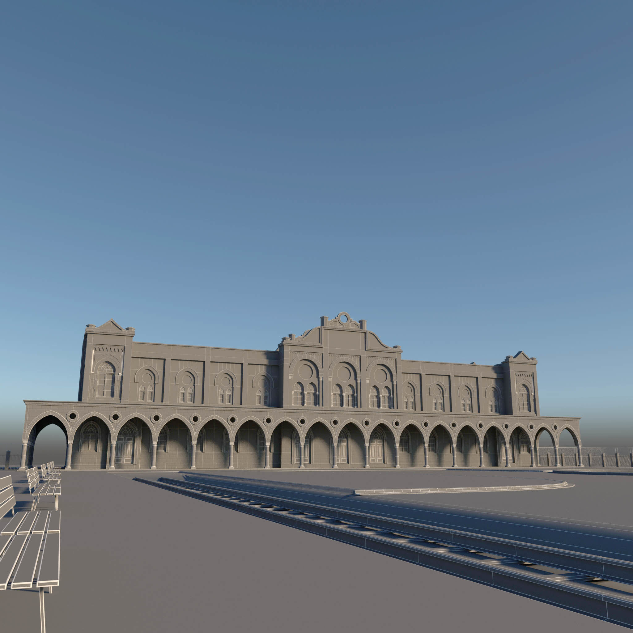 Old Train Station 3D model_12