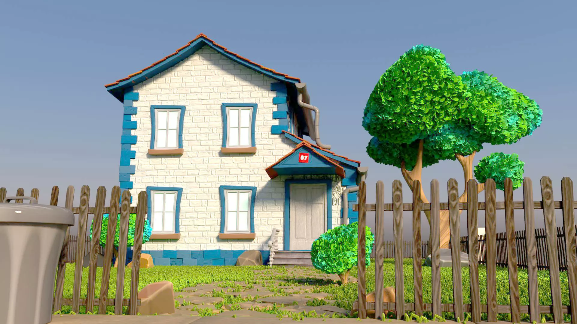 Toon House With Garden 3D model