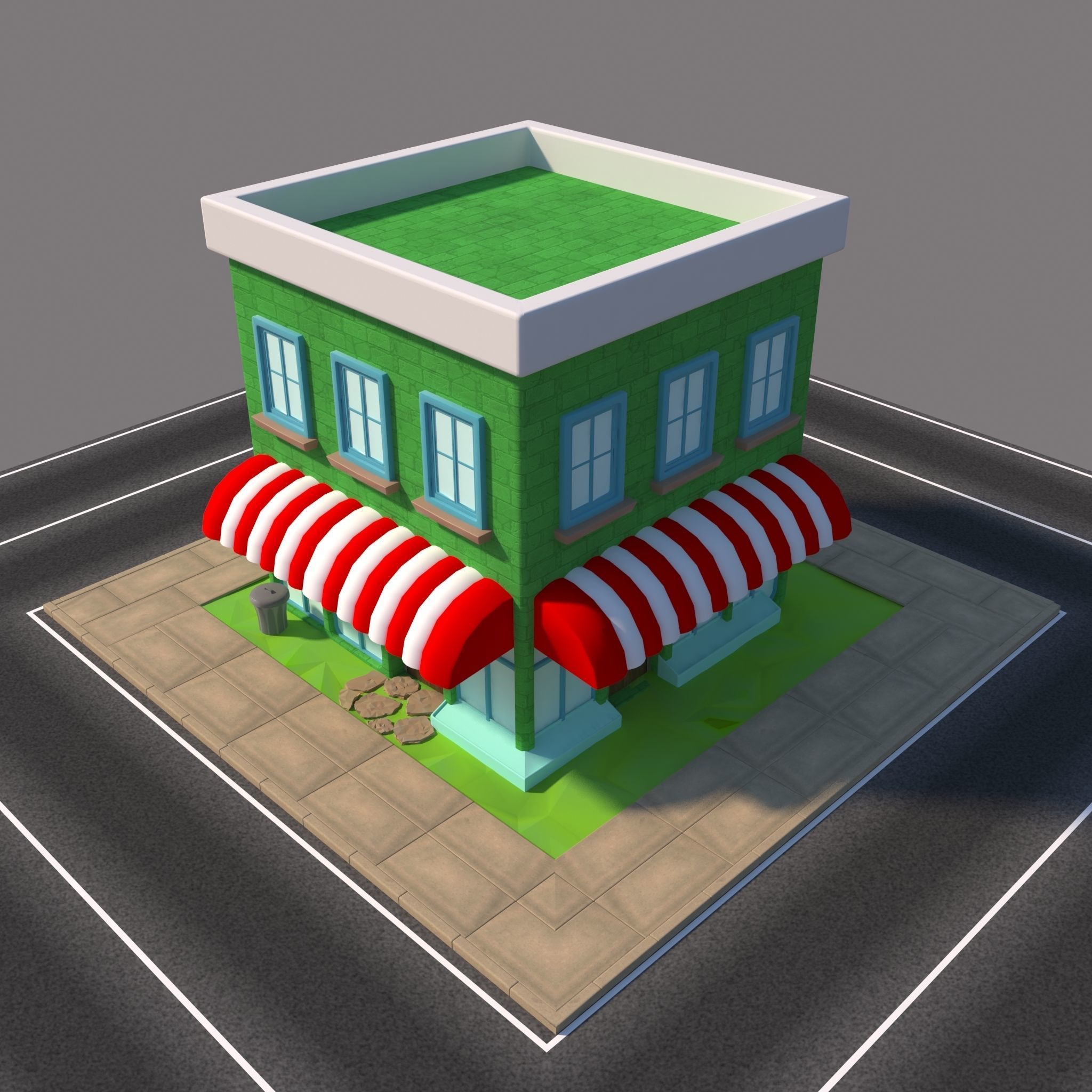 Cartoon House 3D model_4