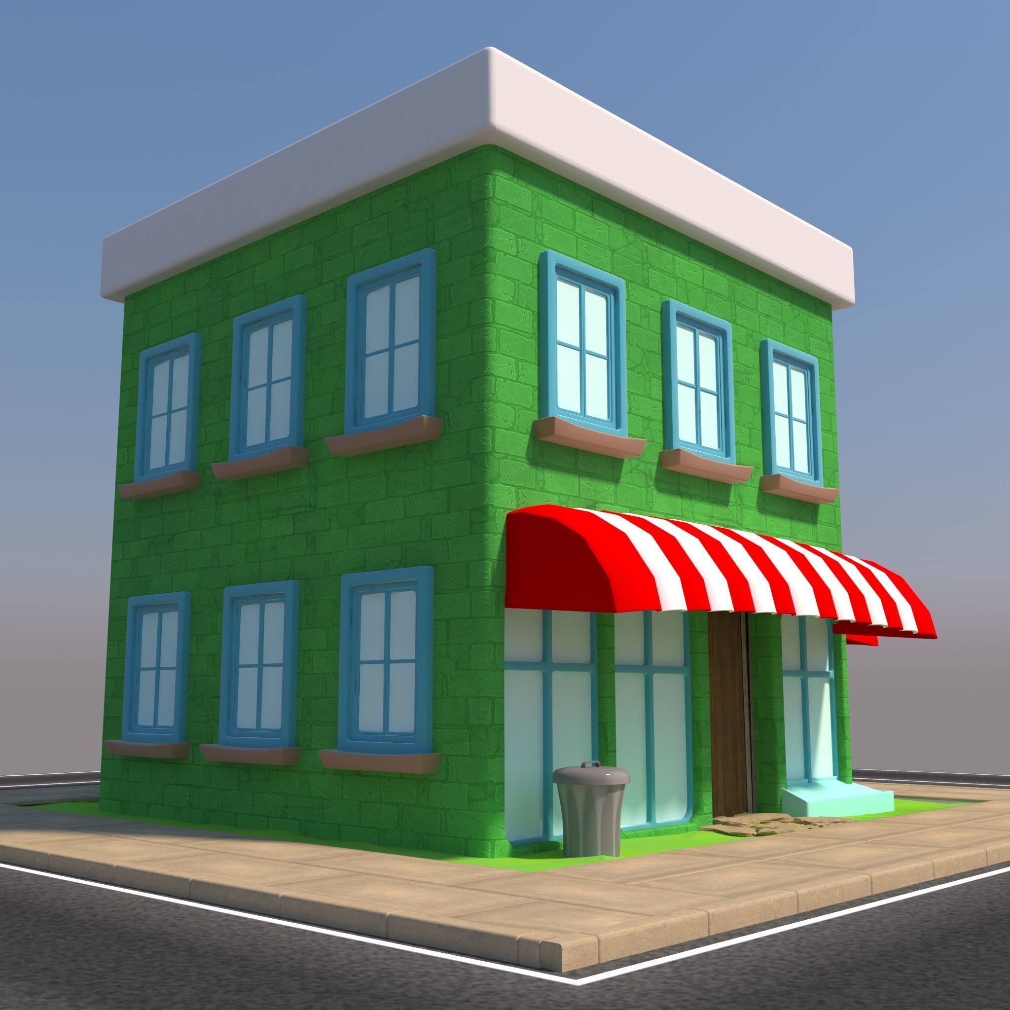 Cartoon House 3D model_1