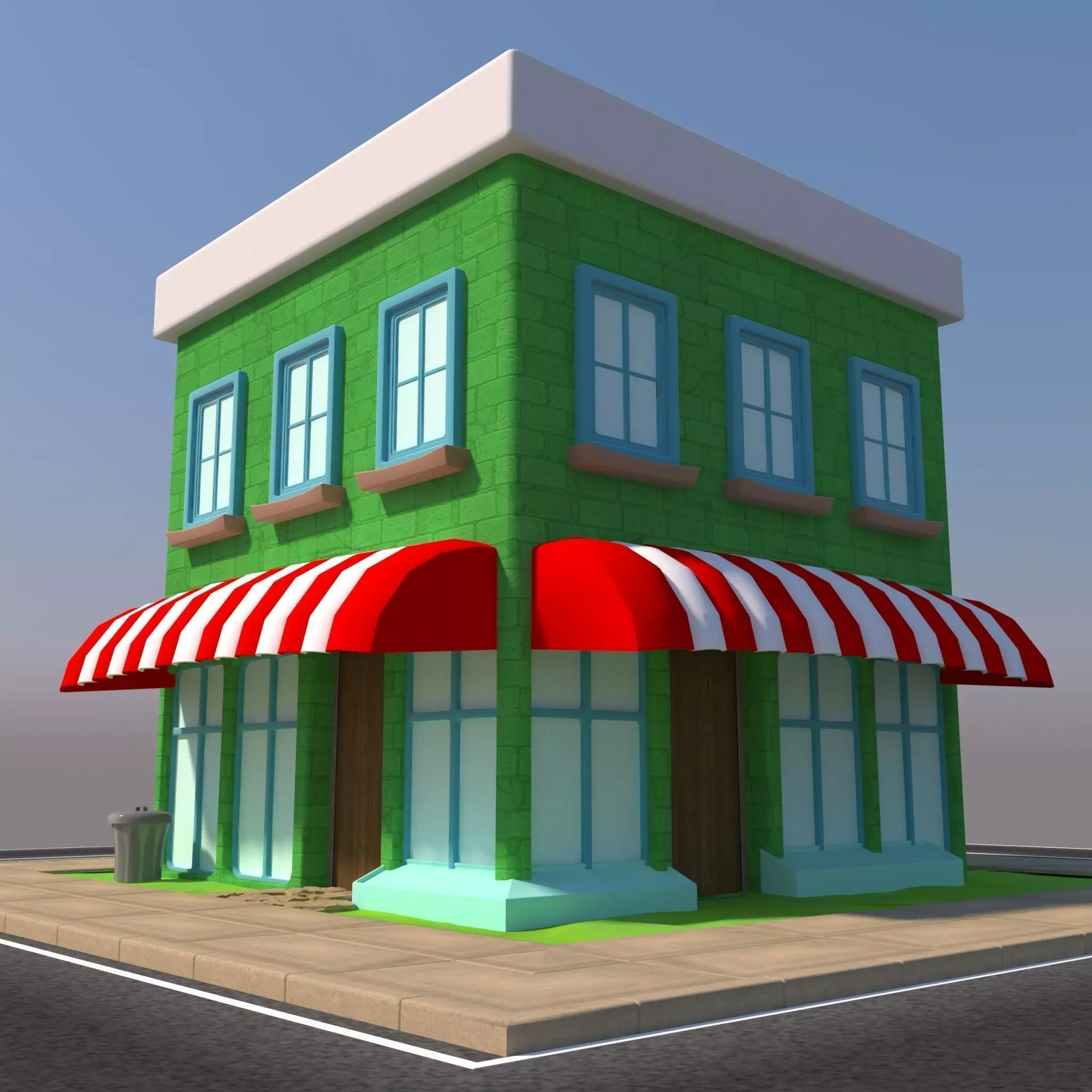 Cartoon House 3D model_0