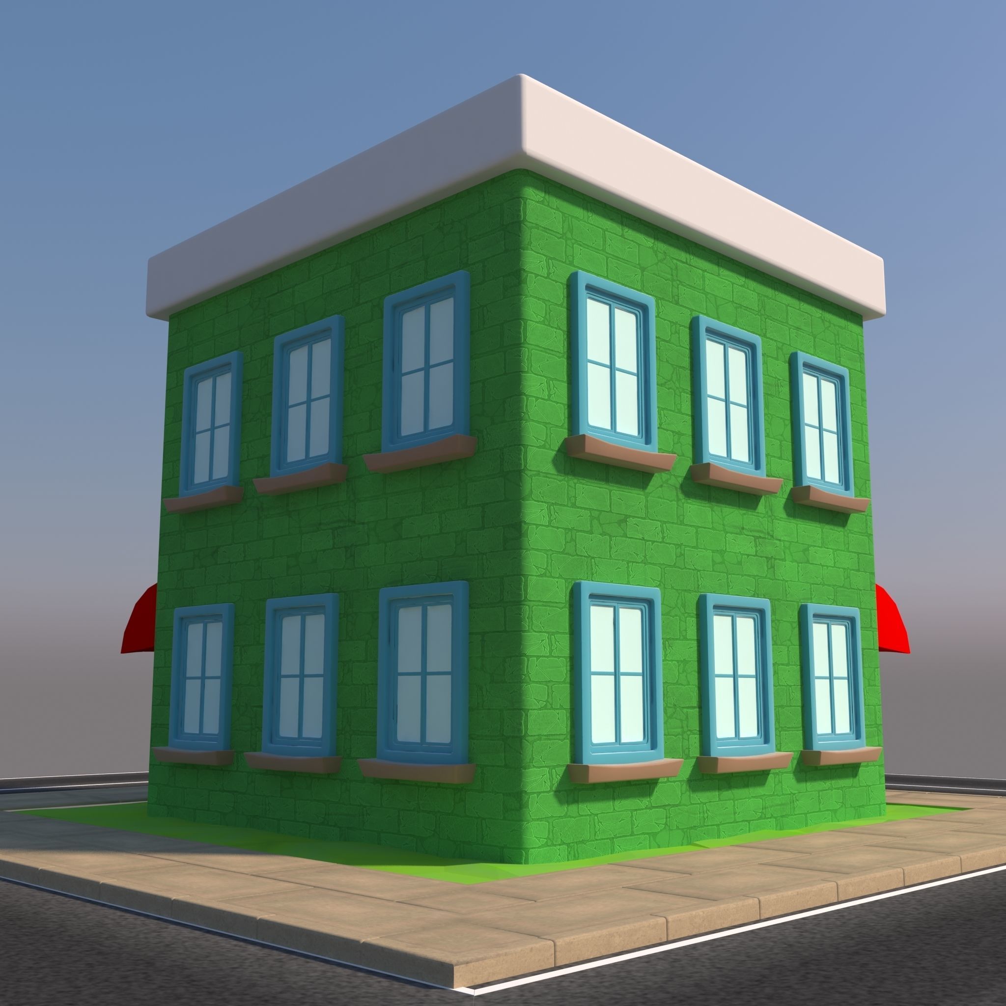 Cartoon House 3D model_2
