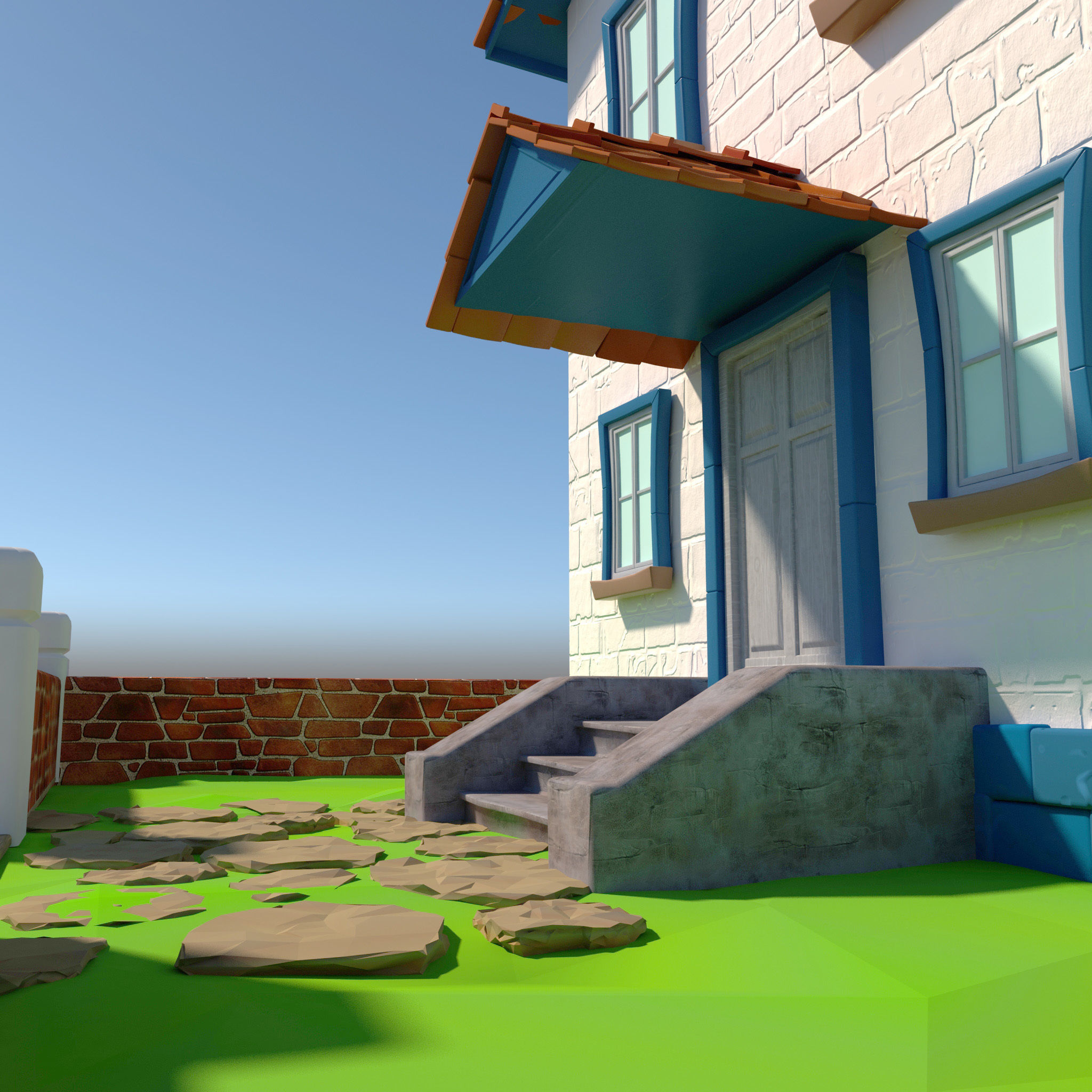 Cartoon House 3D model_3