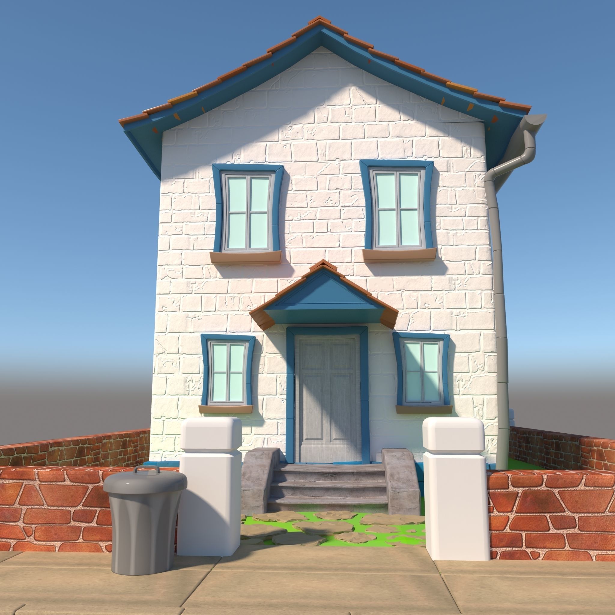 Cartoon House 3D model_2