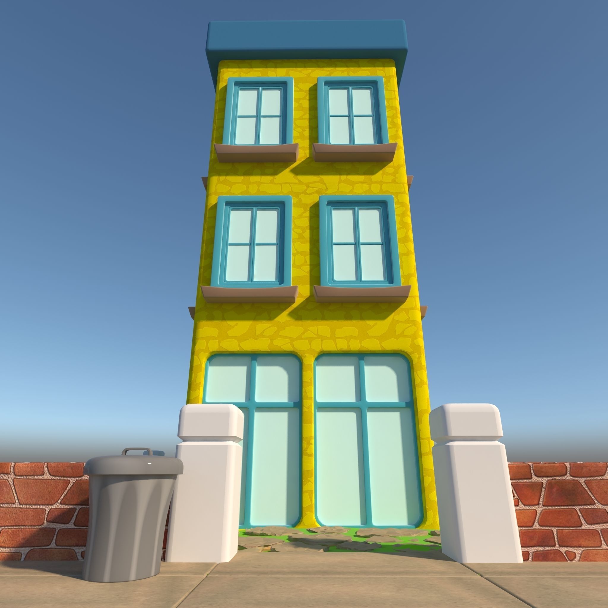 Cartoon House 3D model_10