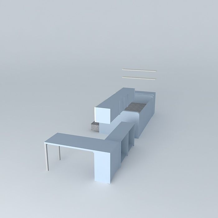 children desk with shelves and drawers Free 3D model_1