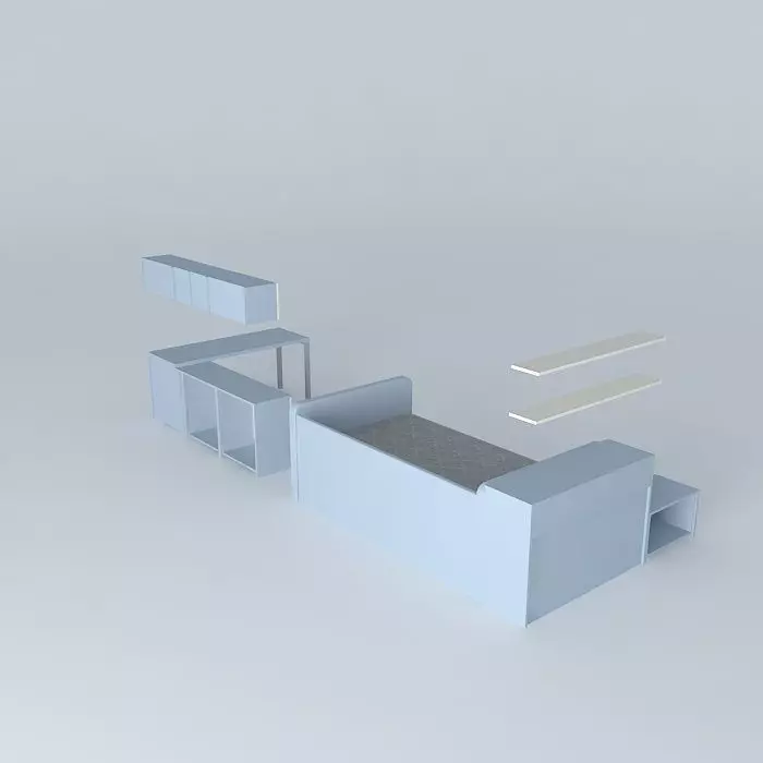 children desk with shelves and drawers Free 3D model_0