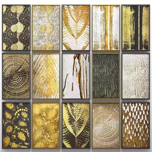 Collection of paintings with gold for walls 7