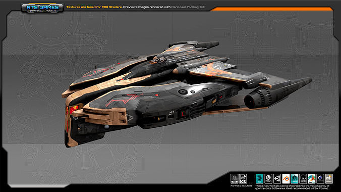 SF Guardian Destroyer Low-poly 3D model