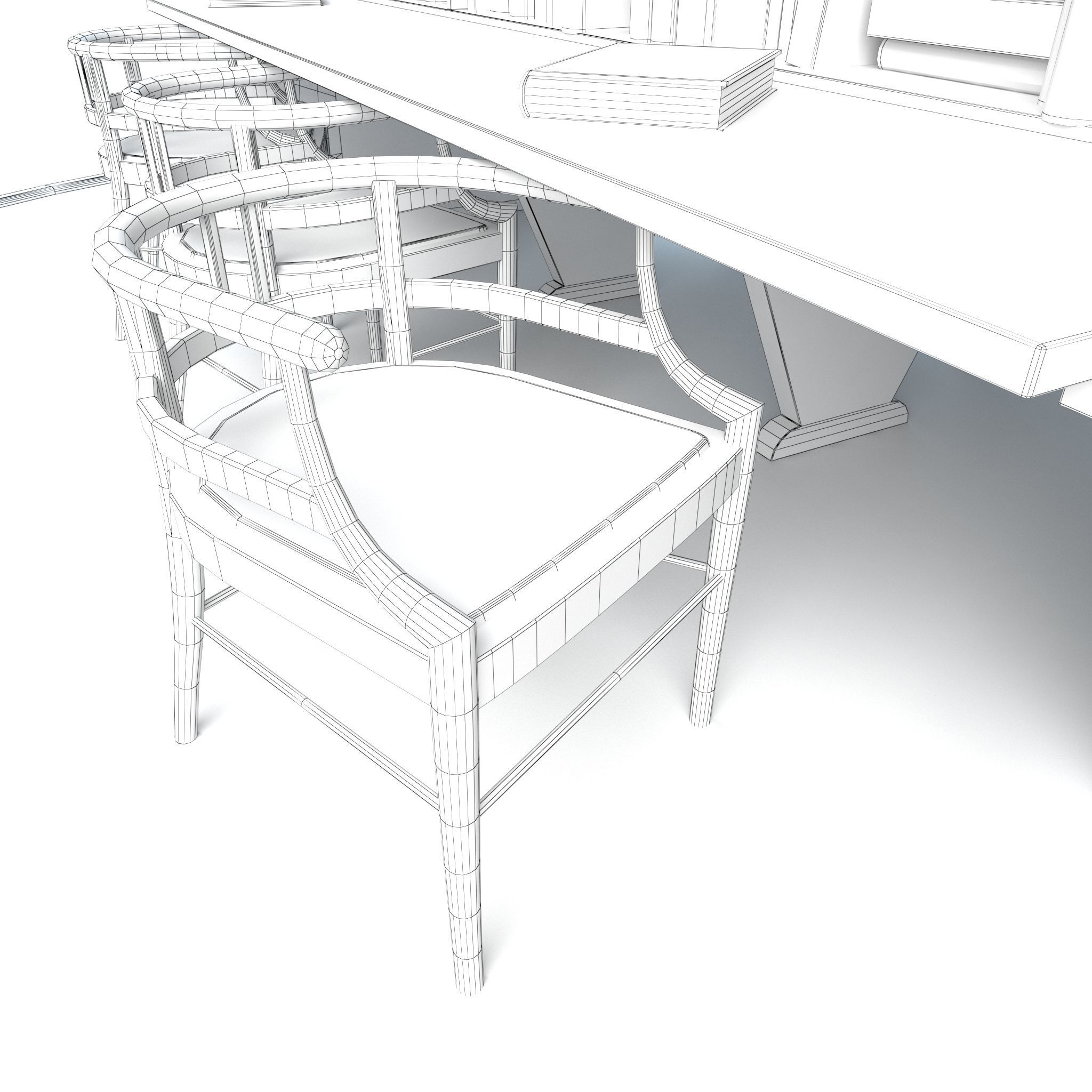 Bookshelf and chairs Low-poly 3D model_13