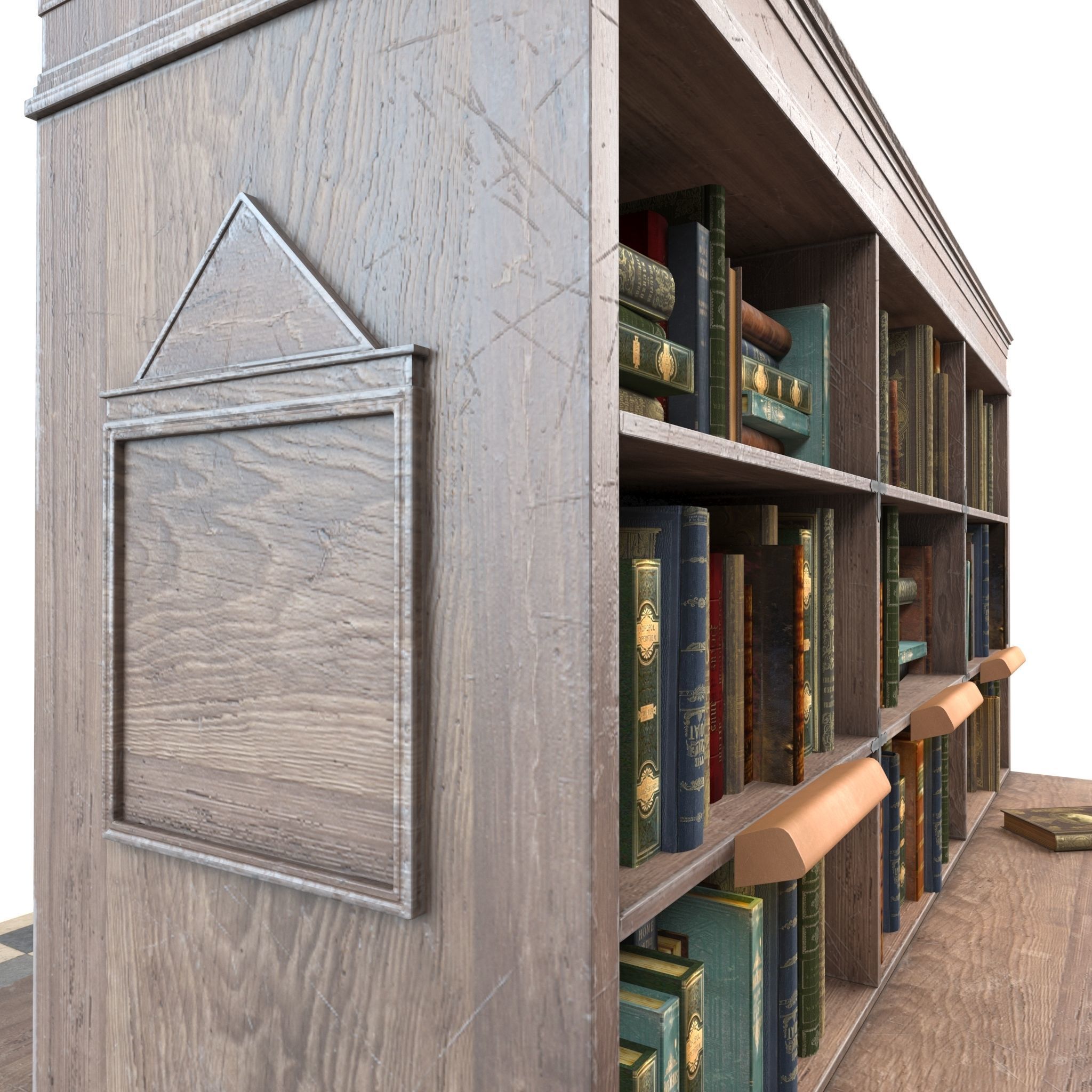 Bookshelf and chairs Low-poly 3D model_6