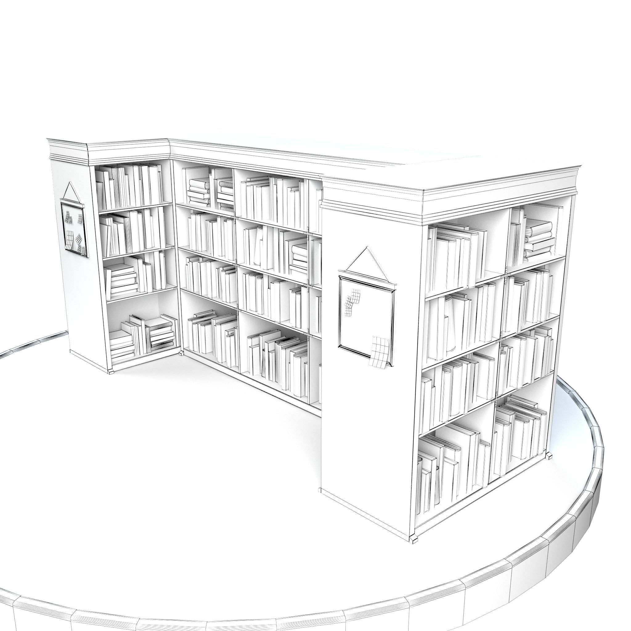 Old Bookshelf Low-poly 3D model_7