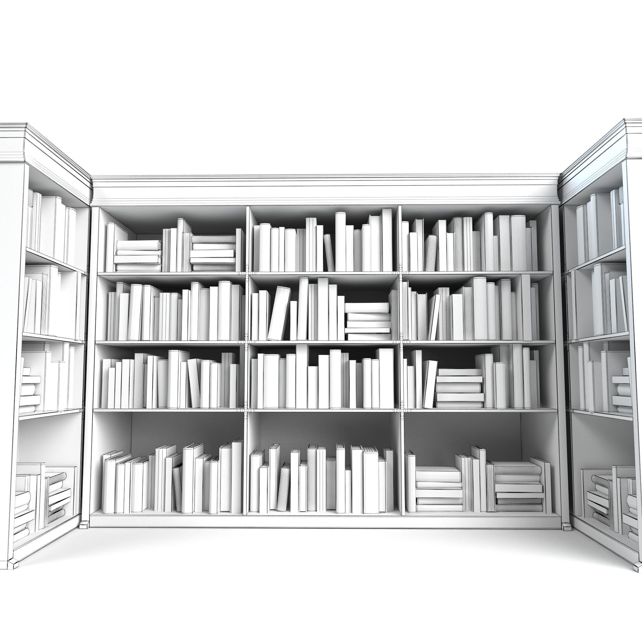 Old Bookshelf Low-poly 3D model_8