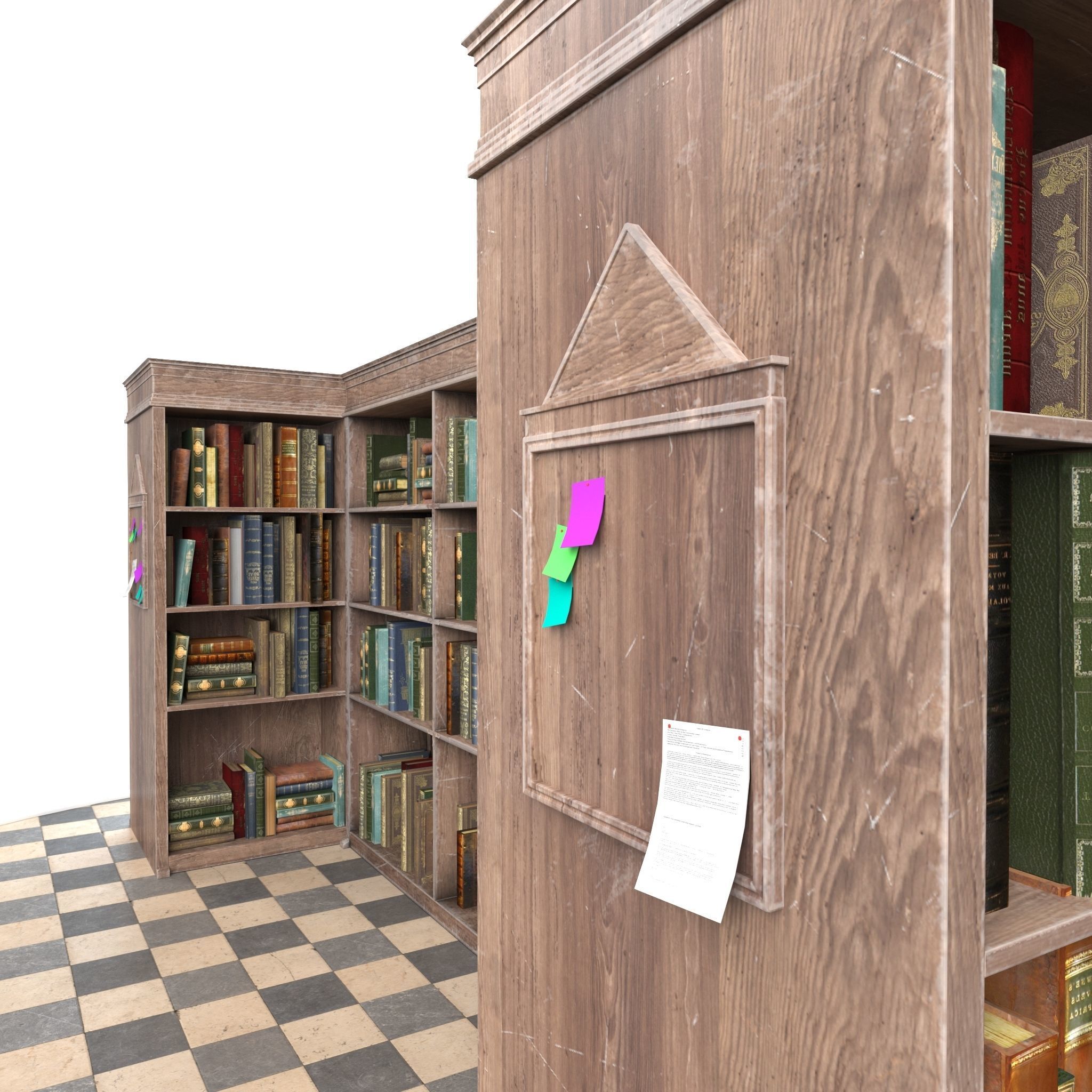 Old Bookshelf Low-poly 3D model_5