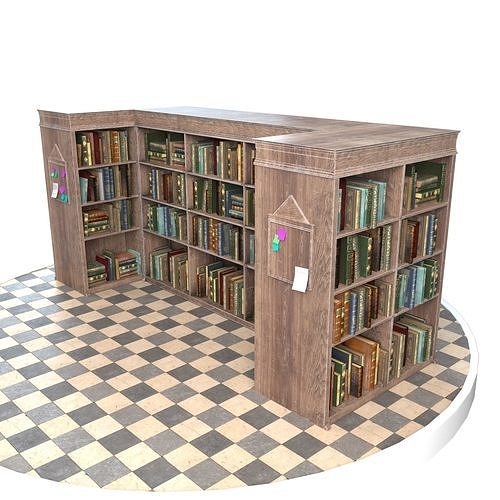 Old Bookshelf Low-poly 3D model