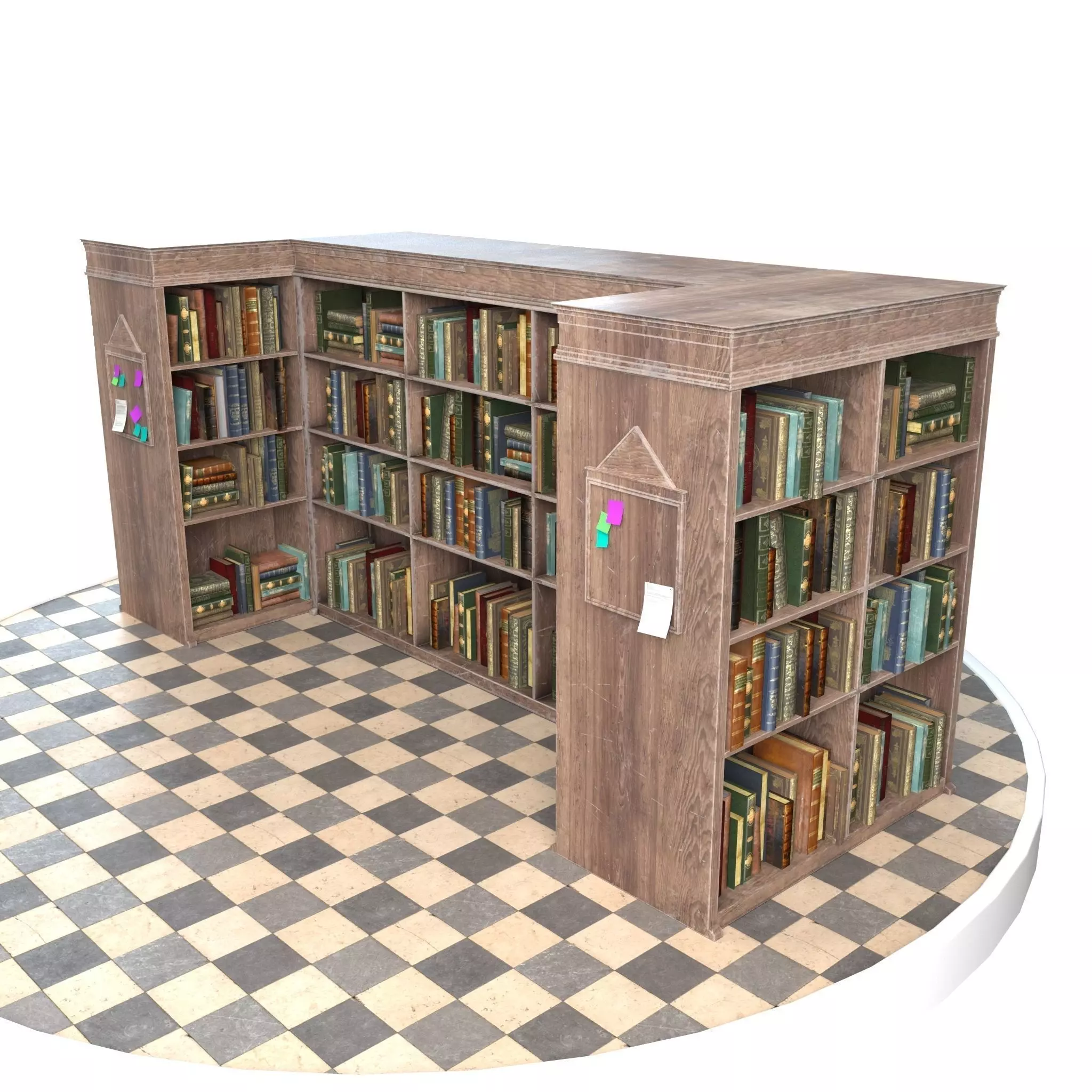 Old Bookshelf Low-poly 3D model_0