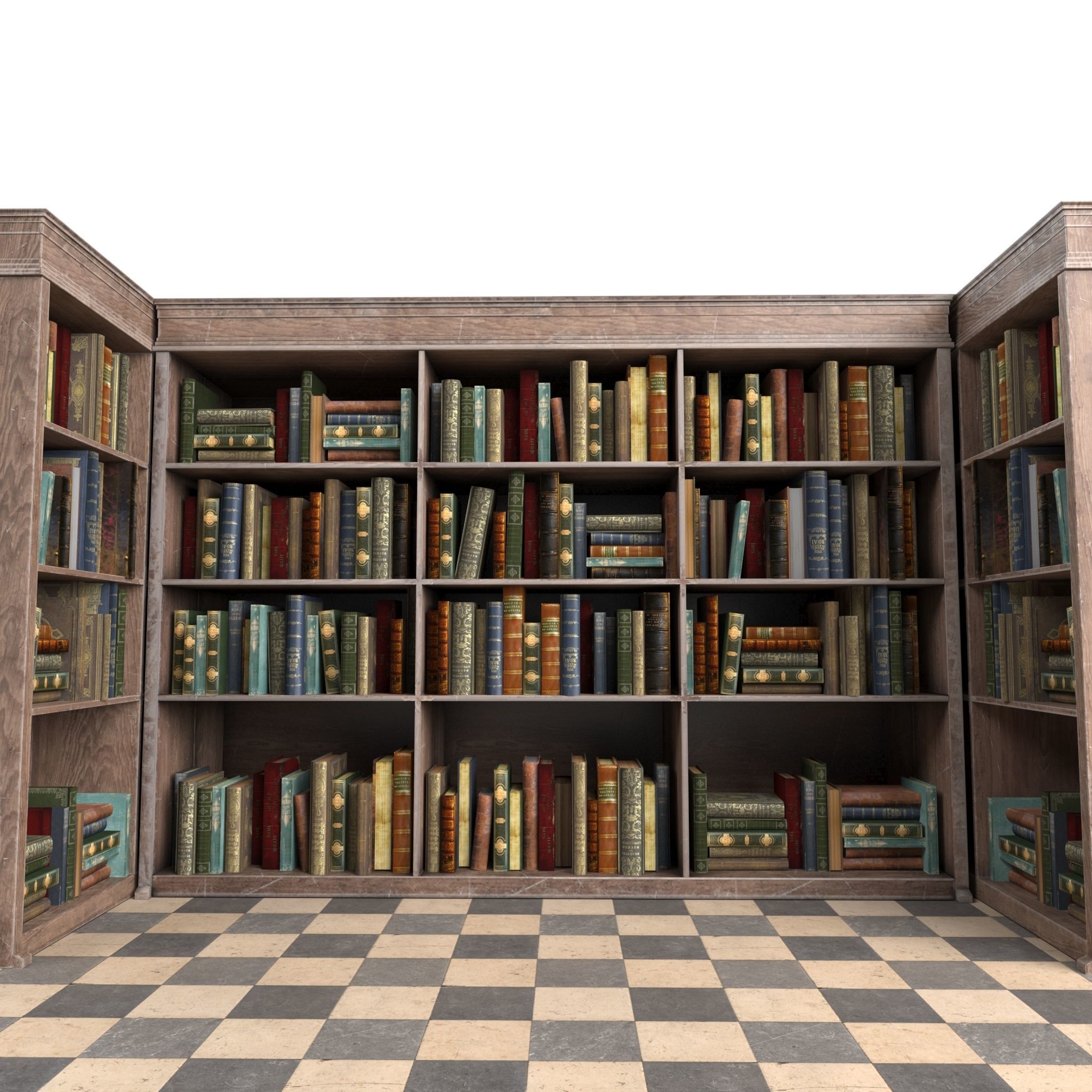 Old Bookshelf Low-poly 3D model_1