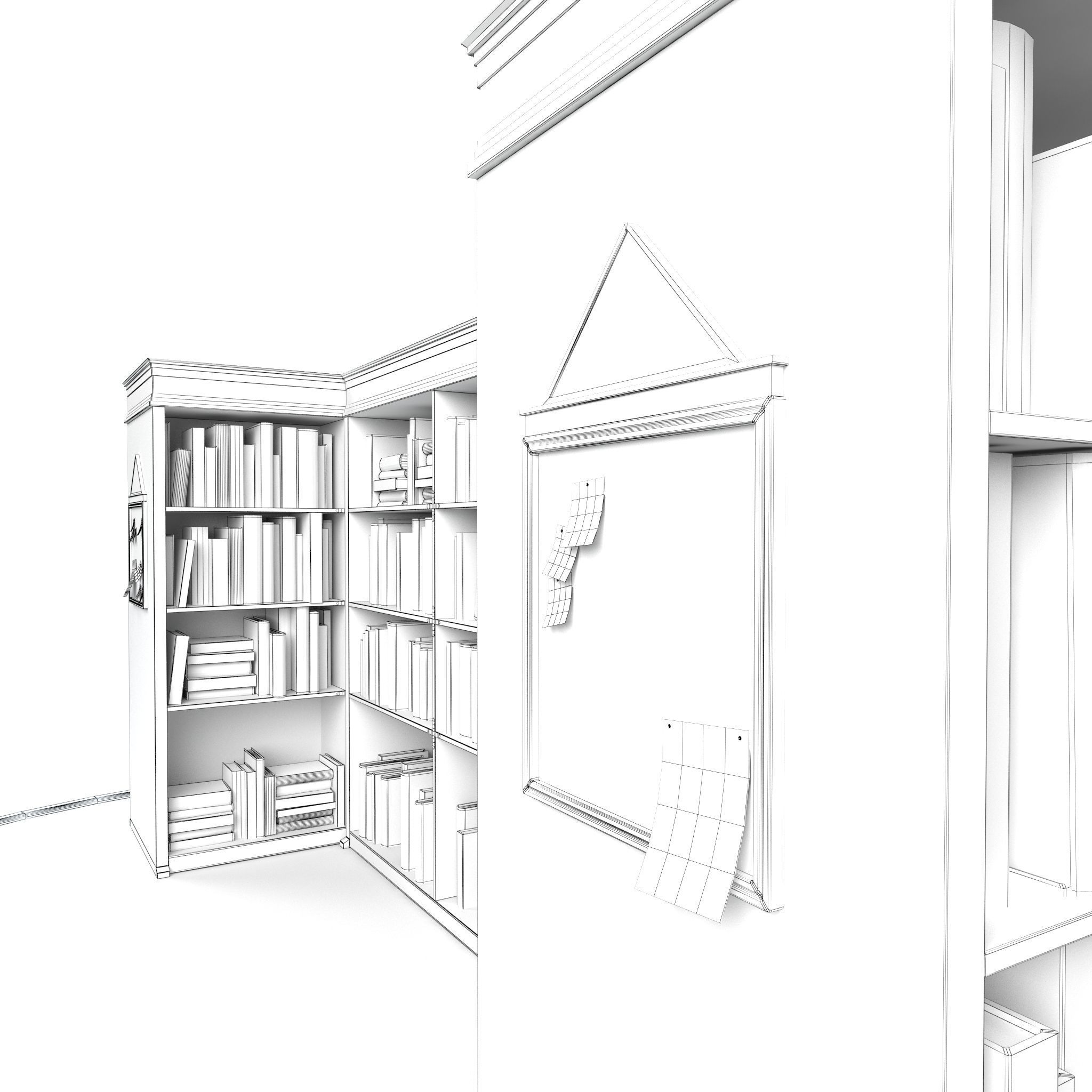 Old Bookshelf Low-poly 3D model_12