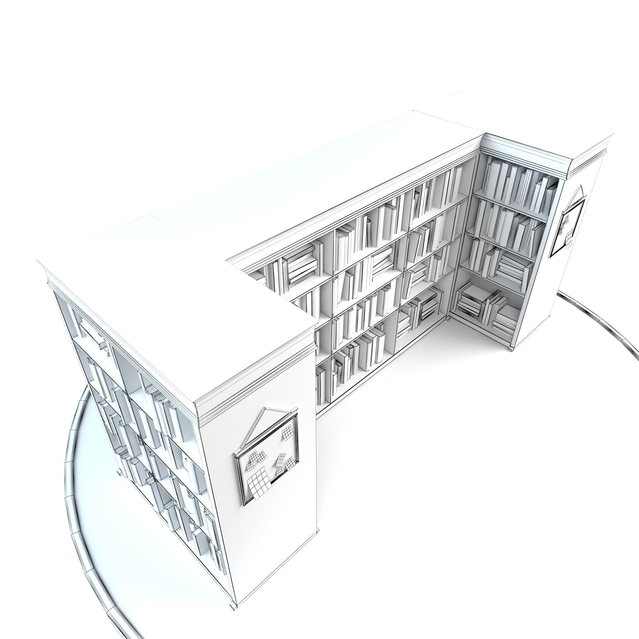 Old Bookshelf Low-poly 3D model_9