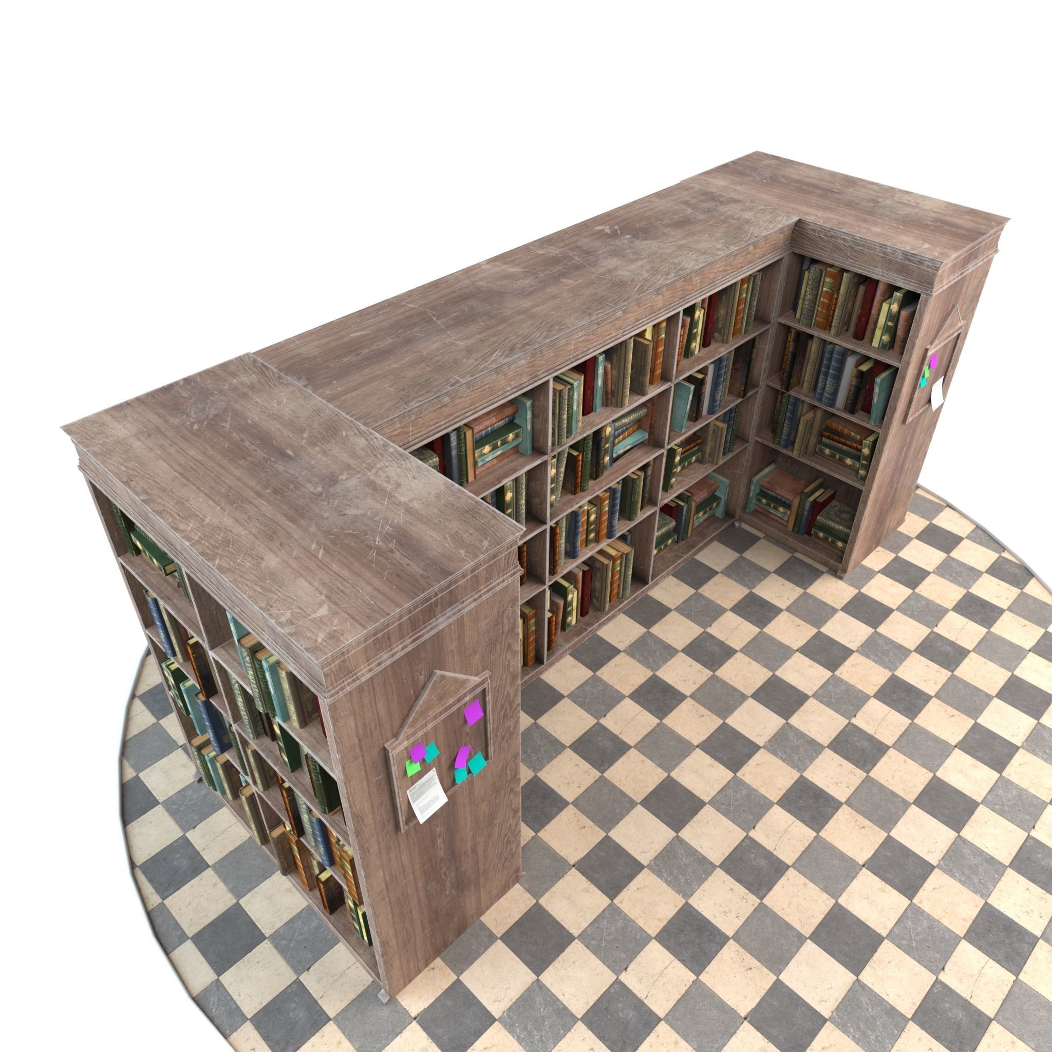 Old Bookshelf Low-poly 3D model_2