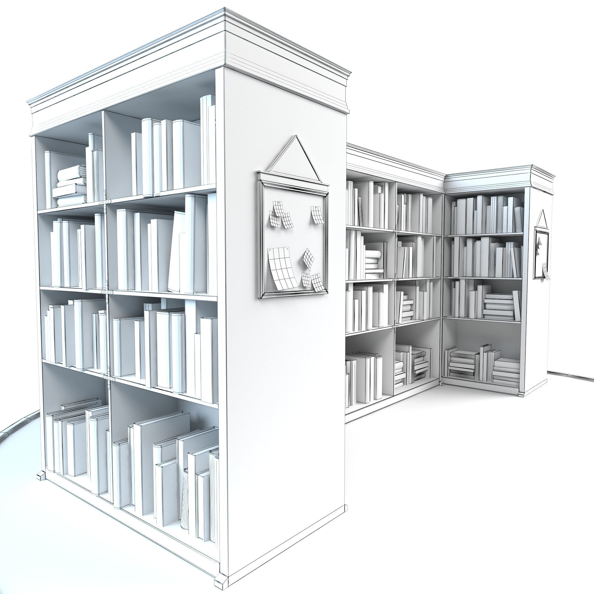 Old Bookshelf Low-poly 3D model_10