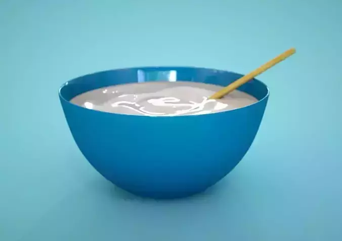 Bowl with Cream and Wooden Spoon
