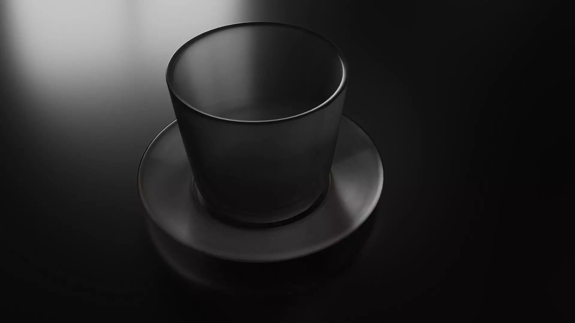A cup glass on table Free 3D model_0