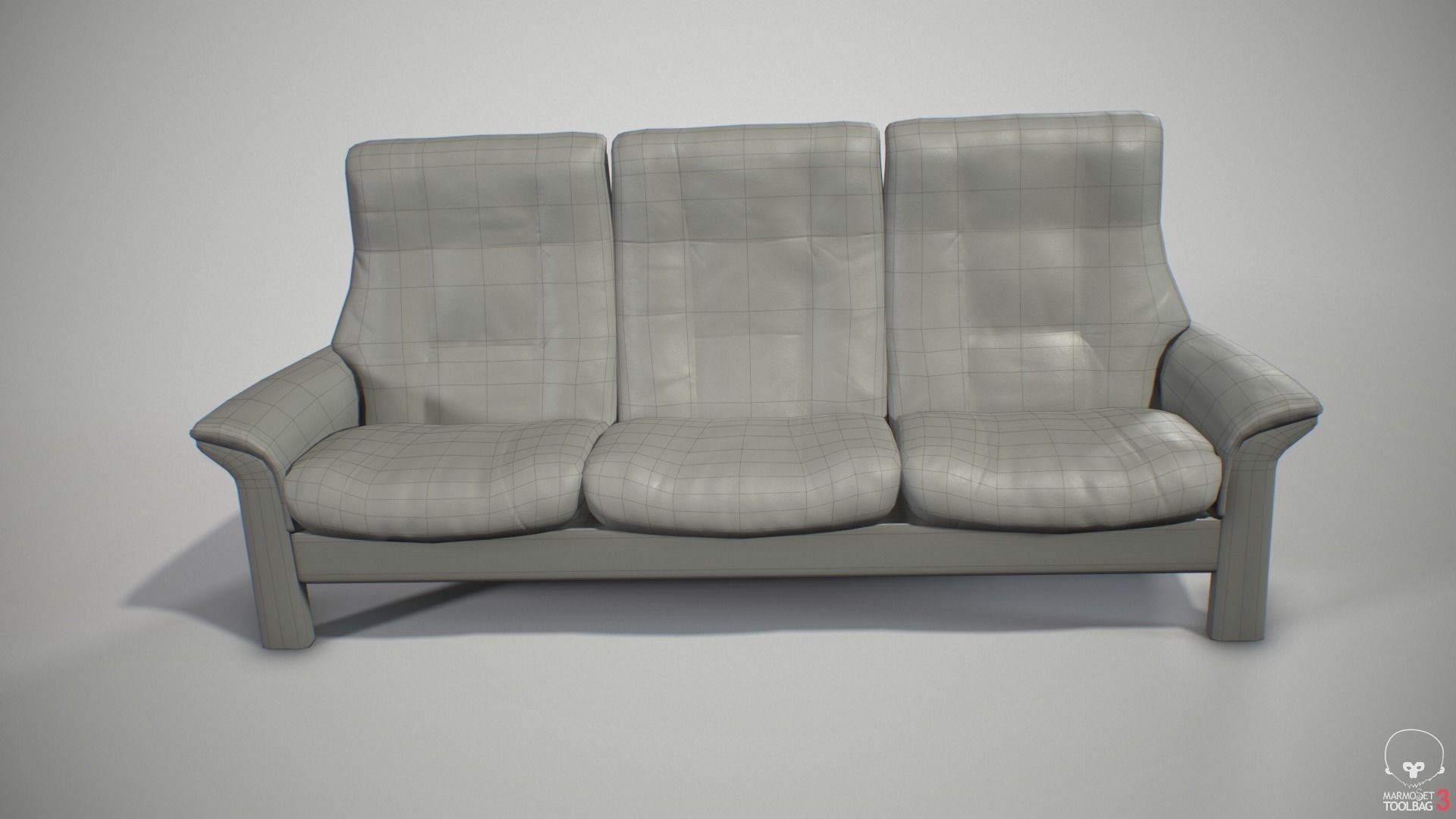 Leather sofa Low-poly 3D model_5