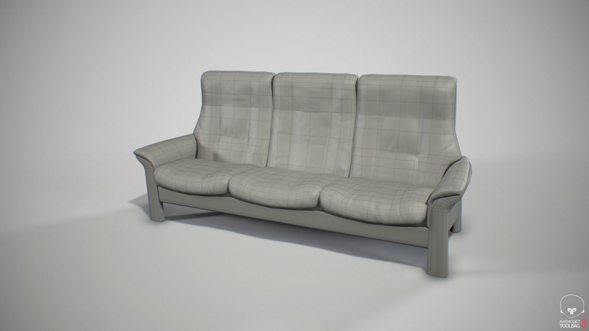 Leather sofa Low-poly 3D model_4
