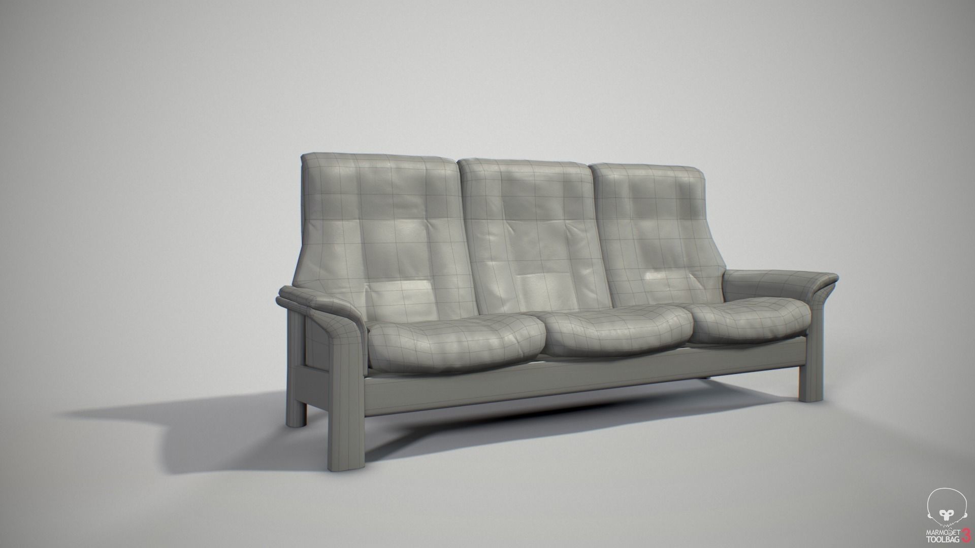 Leather sofa Low-poly 3D model_3