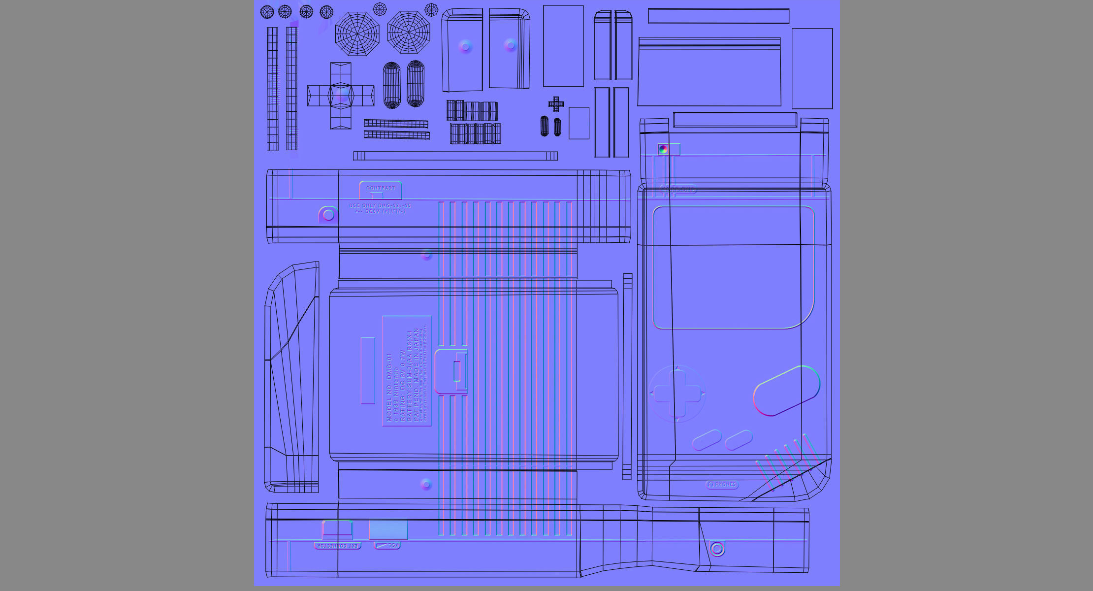 Nintendo Game Boy Low-poly 3D model_9