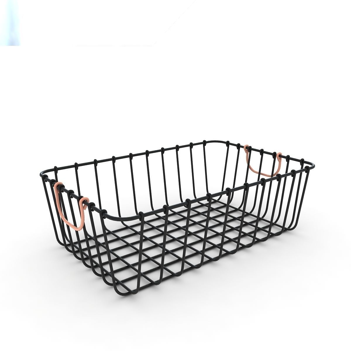 Antique Pewter Decorative Wire Basket 3D model_1