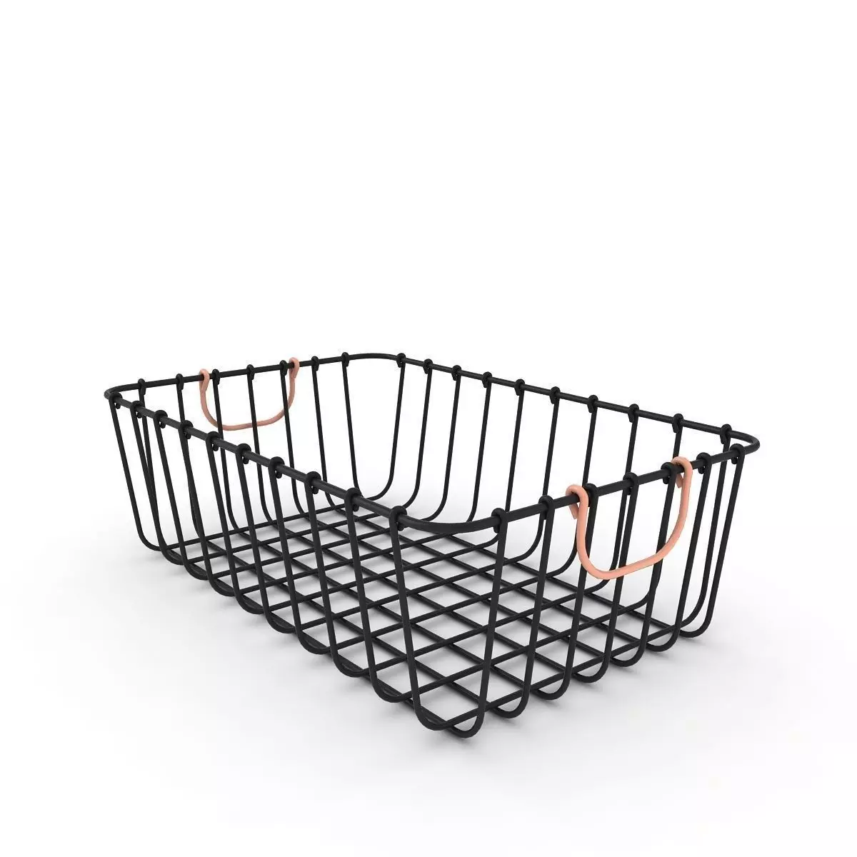 Antique Pewter Decorative Wire Basket 3D model_0