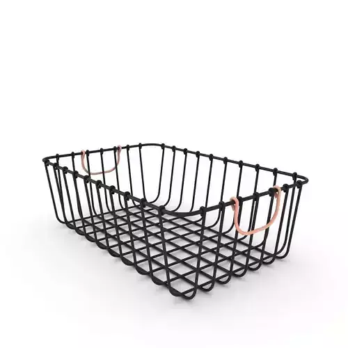 Antique Pewter Decorative Wire Basket 3D model