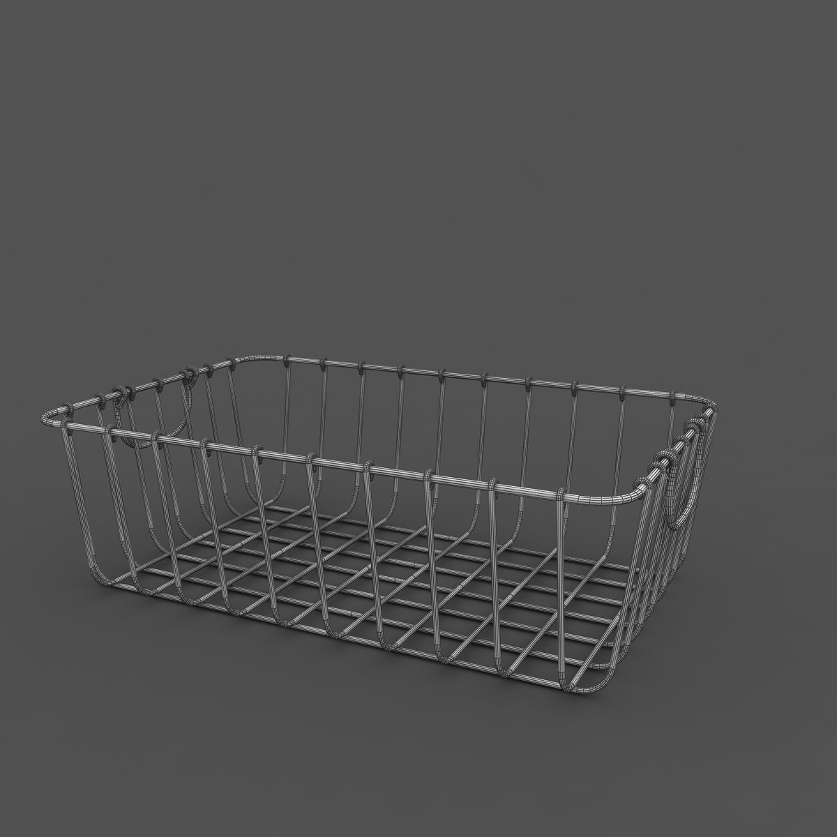 Antique Pewter Decorative Wire Basket 3D model_4