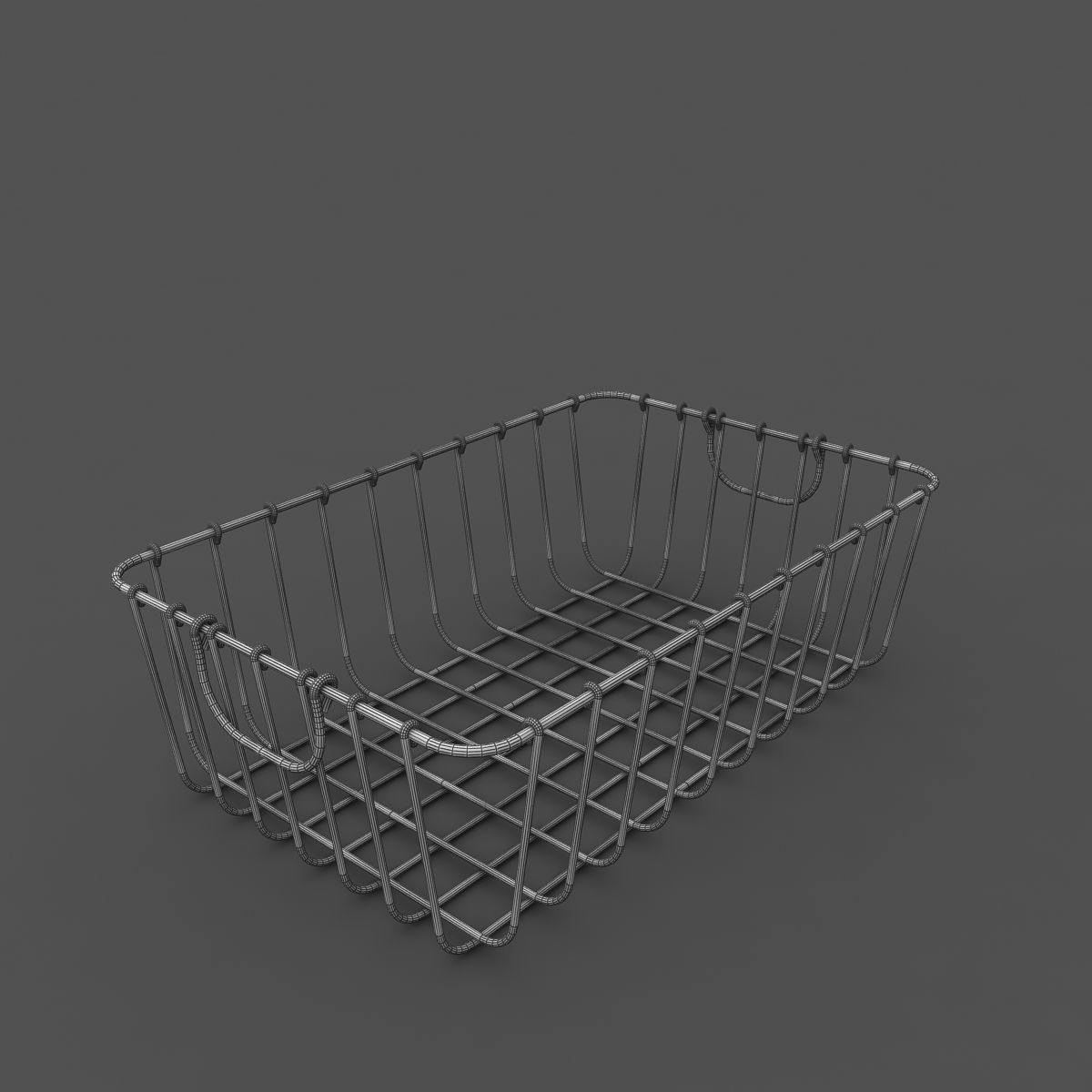 Antique Pewter Decorative Wire Basket 3D model_3