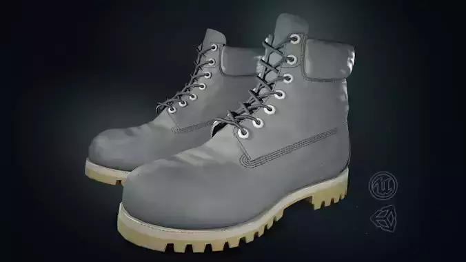 Gray Timberland Boots Low-poly 3D model