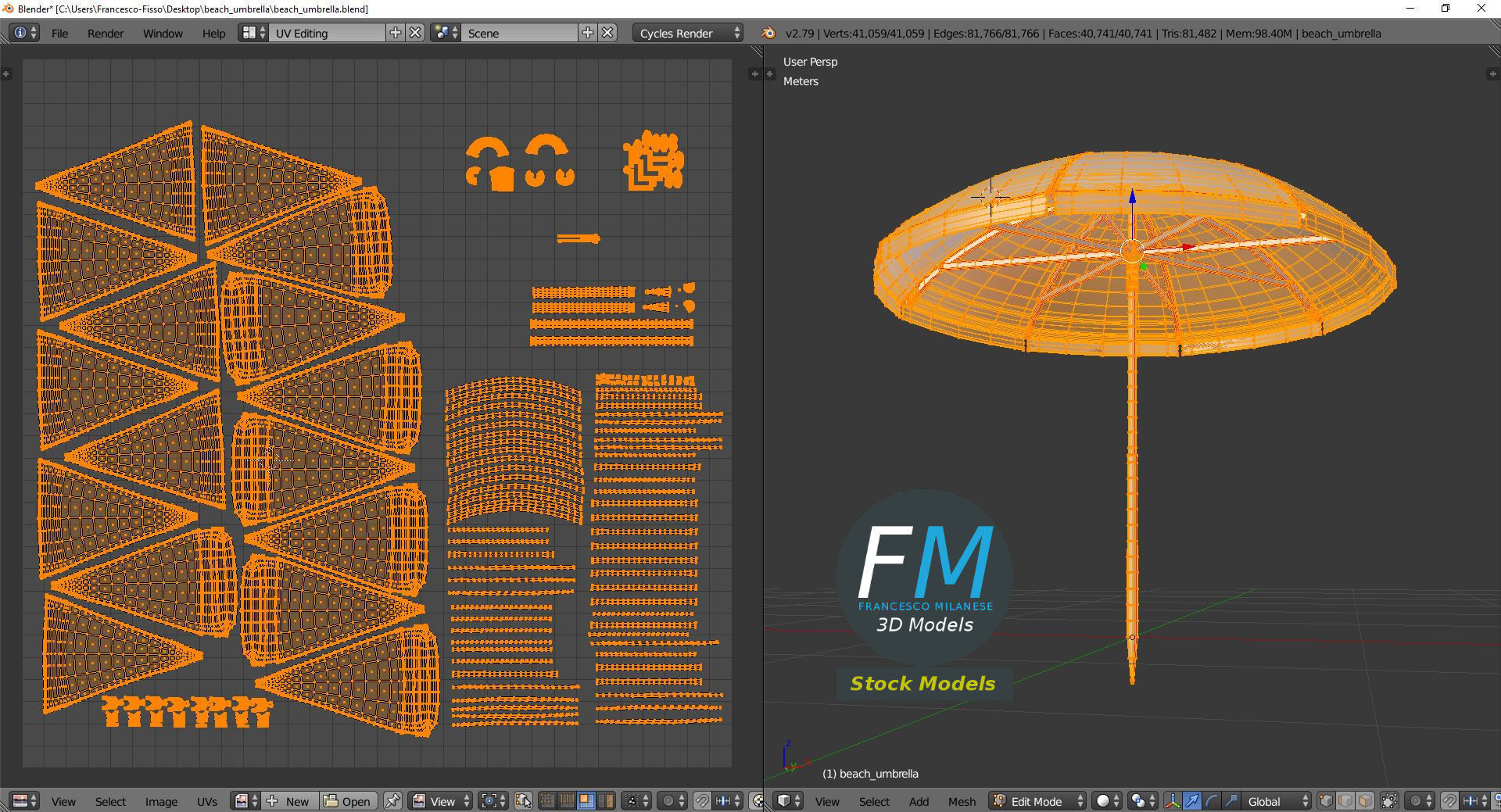 Beach umbrella 3D model_10