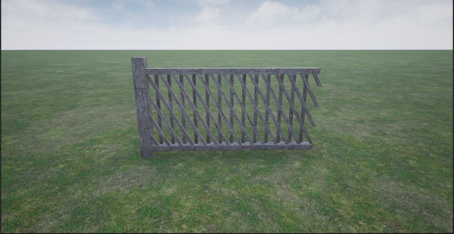 Modular Wooden Fence  Low-poly 3D model_12