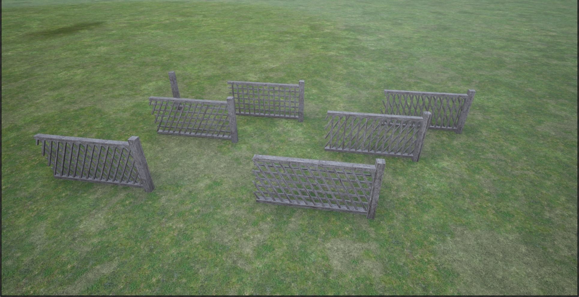 Modular Wooden Fence  Low-poly 3D model_2