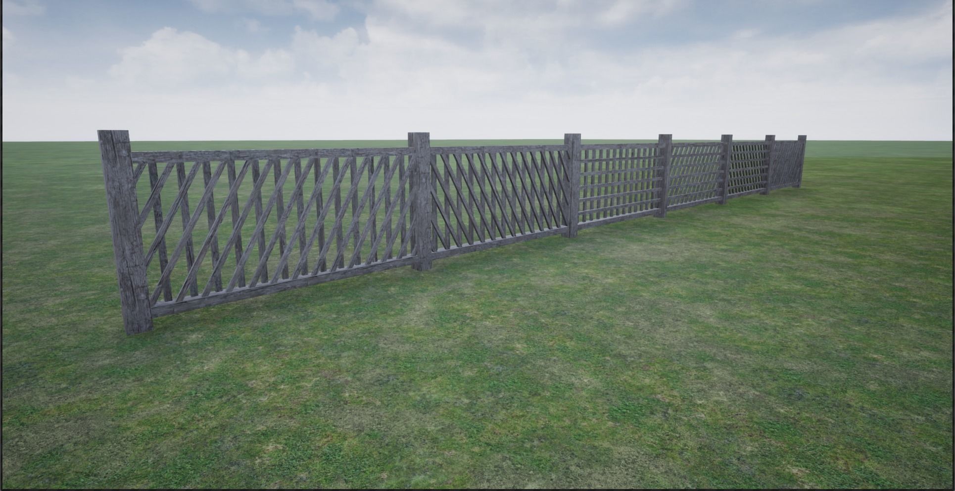 Modular Wooden Fence  Low-poly 3D model_5
